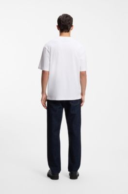 Cotton T-shirt with embroidered logo artwork, White