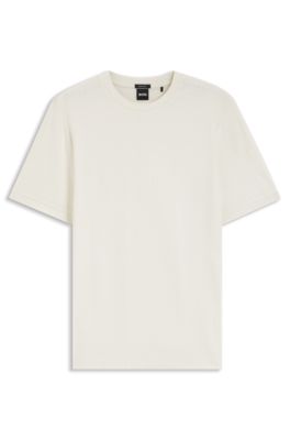 Camiseta de algod&oacute;n con jacquard geom&eacute;trico, Blanco