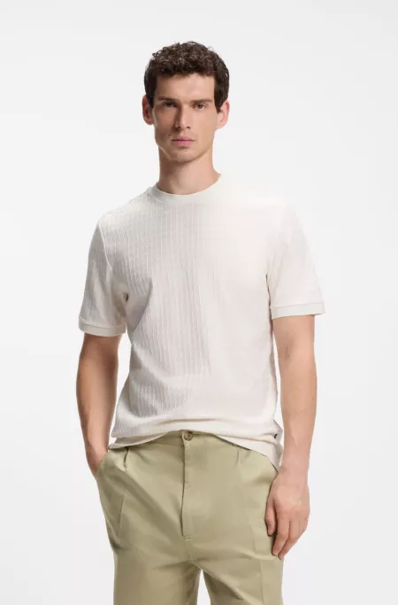 Geometric-jacquard T-shirt in cotton