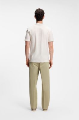 Camiseta de algod&oacute;n con jacquard geom&eacute;trico, Blanco
