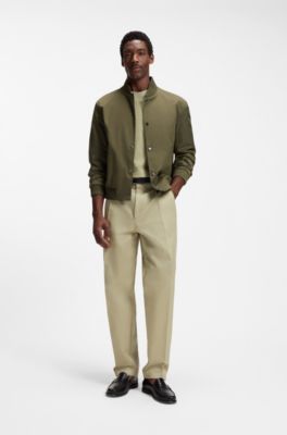 Geometric-jacquard T-shirt in cotton, Khaki