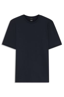 Camiseta de algod&oacute;n con jacquard geom&eacute;trico, Azul oscuro