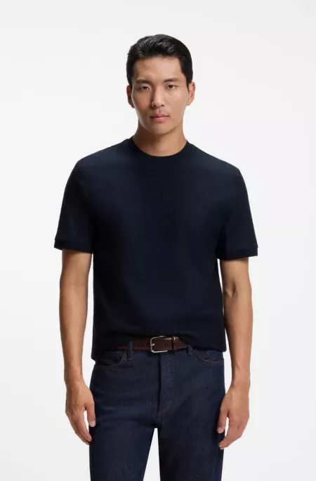 Geometric-jacquard T-shirt in cotton