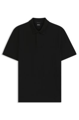 Polo de algod&oacute;n con jacquard geom&eacute;trico, Negro