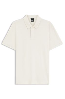 Polo de algod&oacute;n con jacquard geom&eacute;trico, Blanco