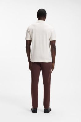 Polo de algod&oacute;n con jacquard geom&eacute;trico, Blanco