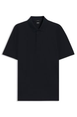 Polo de algod&oacute;n con jacquard geom&eacute;trico, Azul oscuro