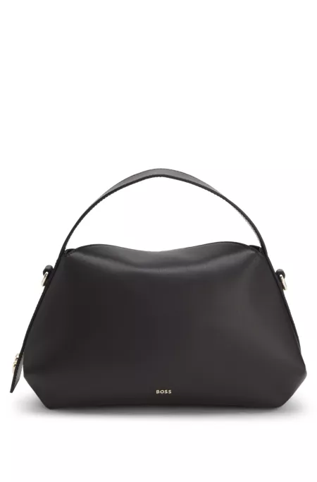 Structured faux-leather bag with detachable strap