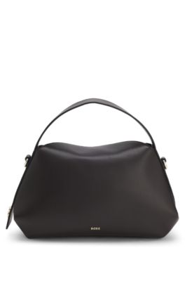 Bolso estructurado de piel sint&eacute;tica con correa desmontable, Marr&oacute;n oscuro