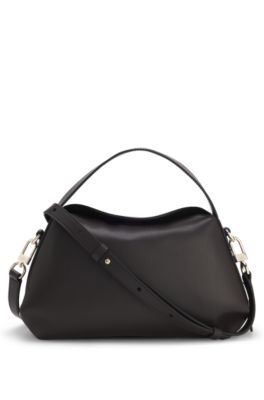 Bolso estructurado de piel sint&eacute;tica con correa desmontable, Marr&oacute;n oscuro