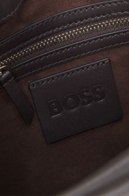 Bolso estructurado de piel sint&eacute;tica con correa desmontable, Marr&oacute;n oscuro