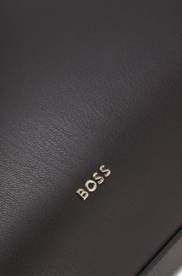 Bolso estructurado de piel sint&eacute;tica con correa desmontable, Marr&oacute;n oscuro