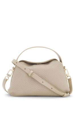 Sac &agrave; bandouli&egrave;re tress&eacute; &agrave; monogramme Double&nbsp;B, Beige clair
