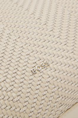 Sac &agrave; bandouli&egrave;re tress&eacute; &agrave; monogramme Double&nbsp;B, Beige clair