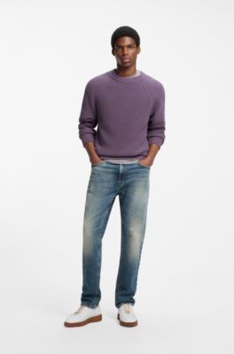 Vaqueros slim fit de denim el&aacute;stico azul medio lavado a la piedra, Azul
