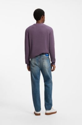Vaqueros slim fit de denim el&aacute;stico azul medio lavado a la piedra, Azul