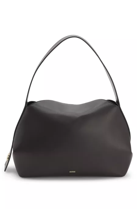 Faux-leather shoulder bag with logo lettering