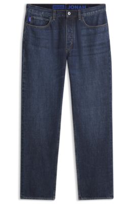 Vaqueros regular fit en denim azul oscuro lavado a la piedra, Azul oscuro