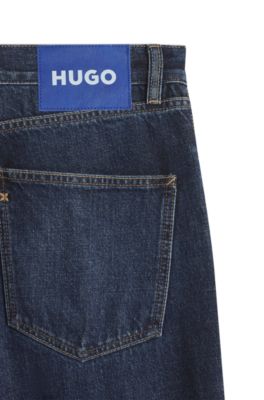 Vaqueros regular fit en denim azul oscuro lavado a la piedra, Azul oscuro