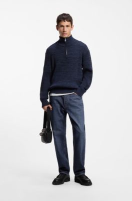 Vaqueros regular fit en denim azul oscuro lavado a la piedra, Azul oscuro