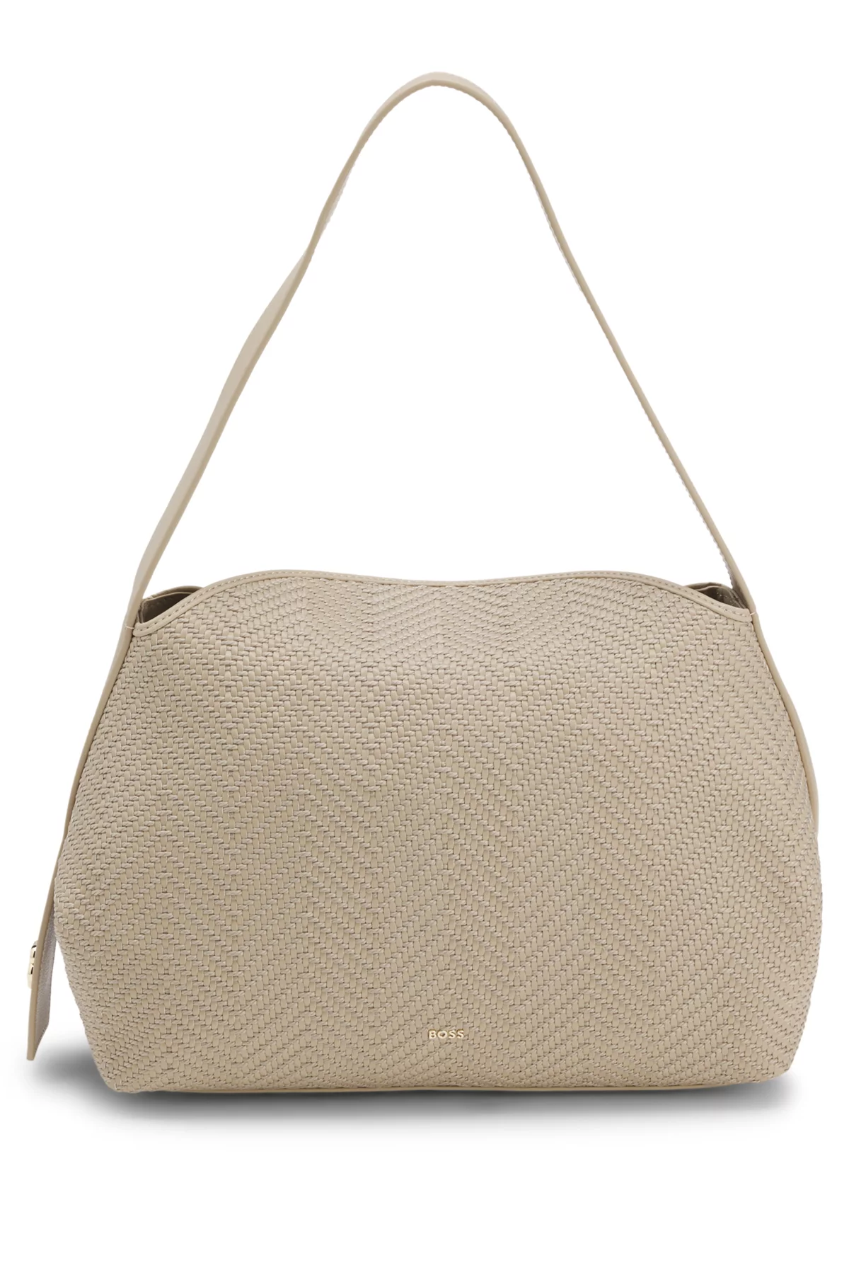 Sac d'épaule tissé à monogramme Double B, Beige clair