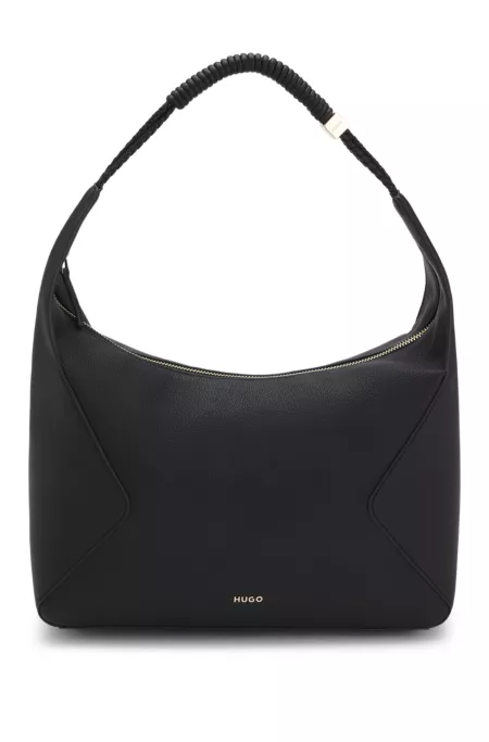 Hobo bag with gold-tone logo hardware
