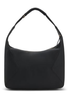 Hobo bag with gold-tone logo hardware, Black