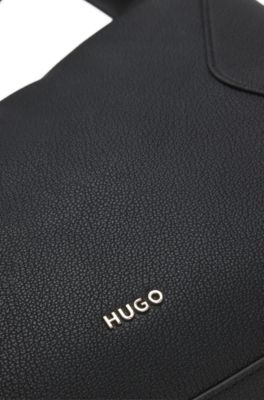 Hobo bag with gold-tone logo hardware, Black