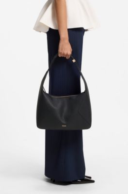 Hobo bag with gold-tone logo hardware, Black