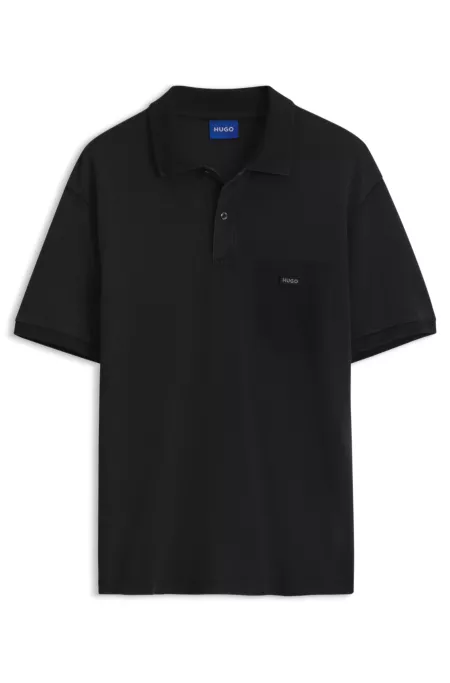 Cotton piqué polo shirt with logo badge