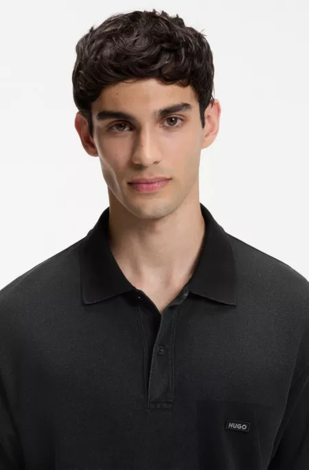 Cotton piqué polo shirt with logo badge
