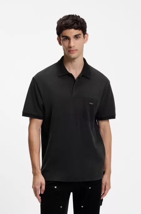 Cotton piqué polo shirt with logo badge