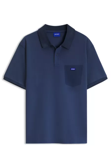 Cotton piqué polo shirt with logo badge