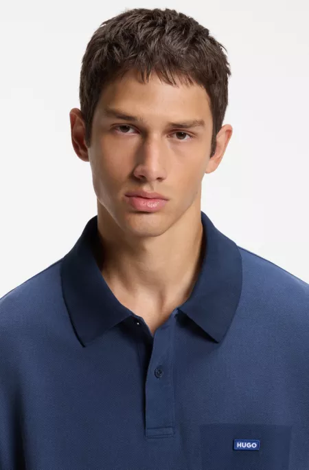 Cotton piqué polo shirt with logo badge
