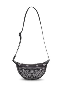 Sac hobo avec motif imprim&eacute;, Noir