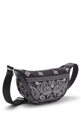 Sac hobo avec motif imprim&eacute;, Noir