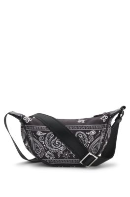 Sac hobo avec motif imprim&eacute;, Noir