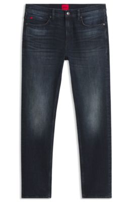 Slim-fit jeans in vintage-wash stretch denim, Dark Blue