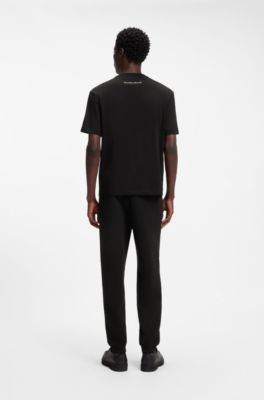 Relaxed-fit T-shirt with zigzag stitching detail, Black