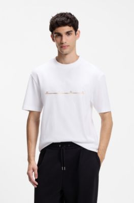 Camiseta relaxed fit con detalle de puntadas en zigzag, Blanco