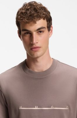 Relaxed-fit T-shirt with zigzag stitching detail, Brown