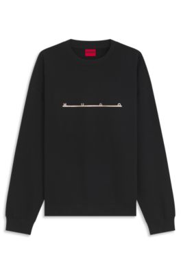 Sweat en coton &agrave; logo imprim&eacute; espac&eacute;, Noir