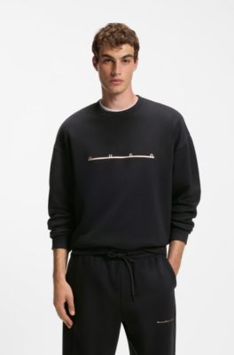 Sweat en coton &agrave; logo imprim&eacute; espac&eacute;, Noir