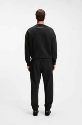 Cotton sweatshirt with spaced logo print, Black