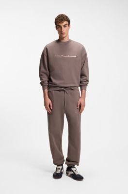 Sudadera de algod&oacute;n con logo estampado espaciado, Marr&oacute;n