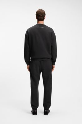 Pantalon Relaxed en coton &agrave; logo urbain, Noir