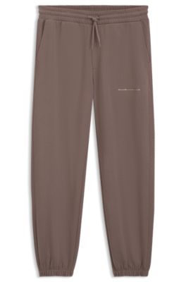 Pantalon Relaxed en coton &agrave; logo urbain, Marron