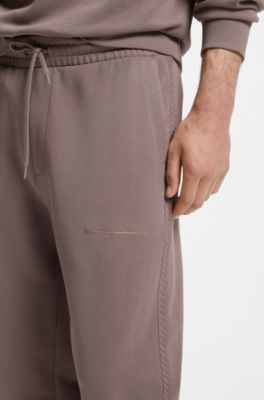 Pantalon Relaxed en coton &agrave; logo urbain, Marron