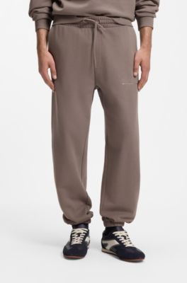 Pantalon Relaxed en coton &agrave; logo urbain, Marron