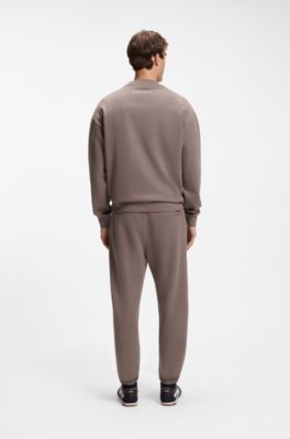 Pantalon Relaxed en coton &agrave; logo urbain, Marron